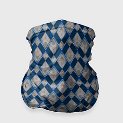 Бандана-труба Синие, бежевые ромбы, цвет: 3D-принт