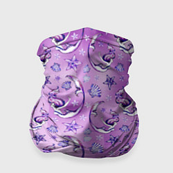 Бандана-труба Танцующие русалки на фиолетовом, цвет: 3D-принт