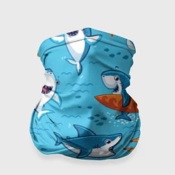 Бандана-труба Прикольные акулята - паттерн, цвет: 3D-принт