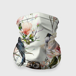 Бандана-труба Цветы Нарисованные Магнолии и Птицы, цвет: 3D-принт