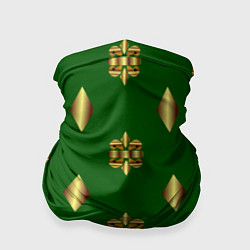 Бандана-труба Золото узоры на зеленом фоне, цвет: 3D-принт