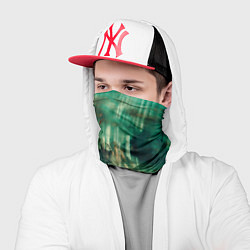 Бандана-труба Абстрактные зелёные краски и силуэты людей, цвет: 3D-принт — фото 2