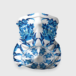 Бандана-труба Гжель синий цветок, цвет: 3D-принт