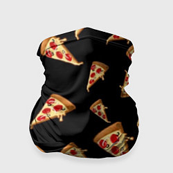 Бандана-труба Куски пиццы на черном фоне, цвет: 3D-принт