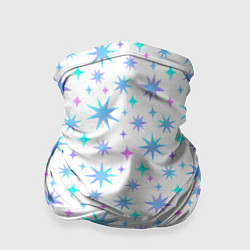 Бандана-труба Разноцветные звезды на белом фоне, цвет: 3D-принт