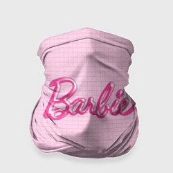 Бандана-труба Барби - логотип на клетчатом фоне, цвет: 3D-принт
