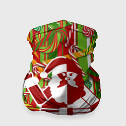 Бандана-труба Дед Мороз с игрушками, цвет: 3D-принт