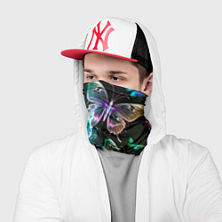 Бандана-труба Неоновые дикие бабочки, цвет: 3D-принт — фото 2