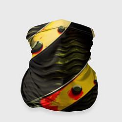 Бандана-труба Зеленая текстура оранжевые полосы, цвет: 3D-принт