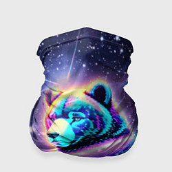 Бандана-труба Светящийся космический медведь, цвет: 3D-принт