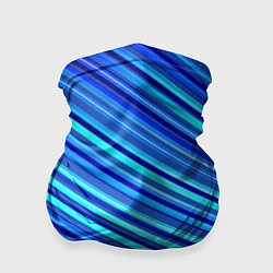 Бандана-труба Сине голубые узорчатые полосы, цвет: 3D-принт