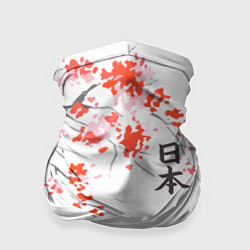 Бандана-труба Цветущая сакура и солнце - Япония, цвет: 3D-принт