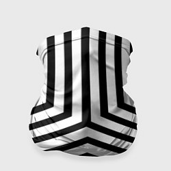 Бандана-труба Черно-белые полосы в узоре, цвет: 3D-принт