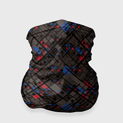 Бандана-труба Красные, синие, черные фигуры и линии на коричнево, цвет: 3D-принт