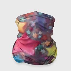 Бандана-труба Разноцветные новогодние звёзды, цвет: 3D-принт