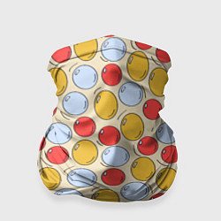 Бандана-труба Красные, желтые и голубые пузыри, цвет: 3D-принт