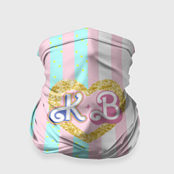 Бандана-труба Кен плюс Барби: сплит розовых и голубых полосок, цвет: 3D-принт