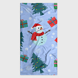 Бандана-труба Снеговики с новогодними подарками паттерн, цвет: 3D-принт — фото 2
