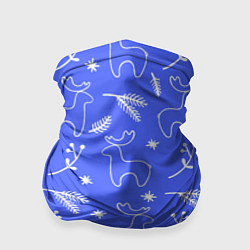 Бандана-труба Синий рождественский принт с оленями, цвет: 3D-принт