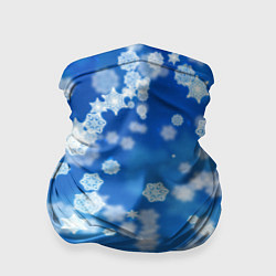 Бандана-труба Декоративные снежинки на синем, цвет: 3D-принт