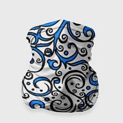 Бандана-труба Синие кружевные узоры, цвет: 3D-принт