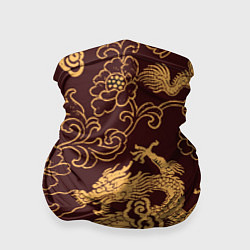 Бандана-труба Черно-золотая гравюра дракона, цвет: 3D-принт