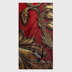 Бандана-труба Золотые объемные листья на красном фоне, цвет: 3D-принт — фото 2