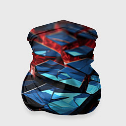 Бандана-труба Синие абстрактные плиты и красное свечение, цвет: 3D-принт
