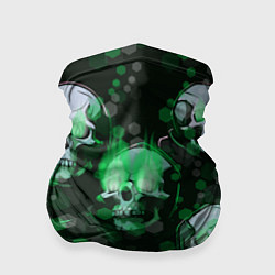 Бандана-труба Зелёные черепа на зелёном фоне, цвет: 3D-принт