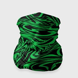 Бандана-труба Узор на черном фоне с ярким зеленым абстрактным ди, цвет: 3D-принт