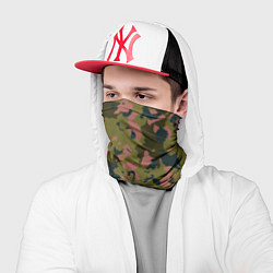 Бандана-труба Камуфляжный паттерн зеленый с розовыми пятнами, цвет: 3D-принт — фото 2