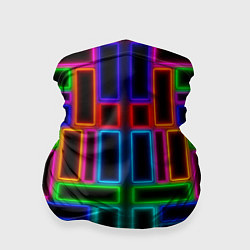 Бандана-труба Цветные светящиеся прямоугольники, цвет: 3D-принт