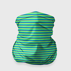 Бандана-труба Зелёный в синюю полоску, цвет: 3D-принт