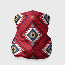 Бандана-труба Этнические ромбы на красном, цвет: 3D-принт