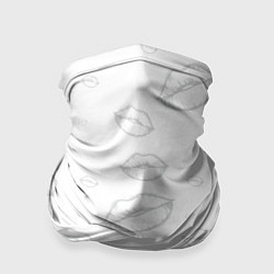 Бандана Паттерн серый контур губ на белом - lips
