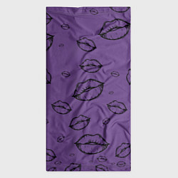 Бандана-труба Паттерн черный контур губ на фиолетовом - lips pur, цвет: 3D-принт — фото 2
