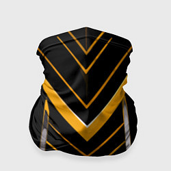 Бандана-труба Жёлто-серые полосы на чёрном фоне, цвет: 3D-принт