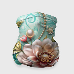 Бандана-труба Объемные цветы и жемчуг, цвет: 3D-принт