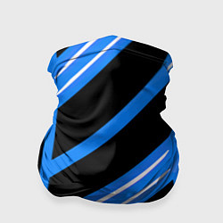 Бандана-труба Black and white stripes on a blue background, цвет: 3D-принт