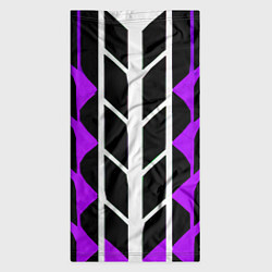 Бандана-труба Бело-фиолетовые линии на чёрном фоне, цвет: 3D-принт — фото 2