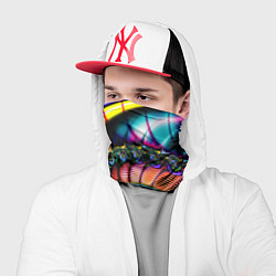 Бандана-труба Фрактальный узор неоновый, цвет: 3D-принт — фото 2