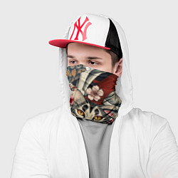 Бандана-труба Котики и рыбки в сакуре, цвет: 3D-принт — фото 2