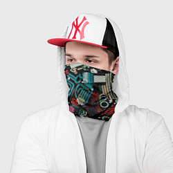 Бандана-труба Чёрный с абстрактными полосами, цвет: 3D-принт — фото 2