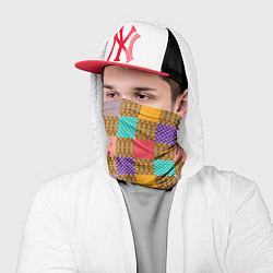 Бандана-труба Разноцветные квадратные лоскуты пэчворк, цвет: 3D-принт — фото 2