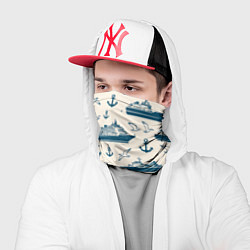 Бандана-труба Морской паттерн из чаек, якорей и кораблей, цвет: 3D-принт — фото 2