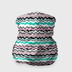 Бандана-труба Кривые абстрактные горизонтальные полосы бирюзовые, цвет: 3D-принт