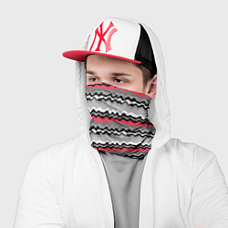 Бандана-труба Абстрактные кривые полосы красные серые черные, цвет: 3D-принт — фото 2