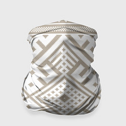 Бандана-труба Славянские узоры в бежевом цвете, цвет: 3D-принт