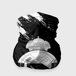 Бандана-труба Реал Мадрид черно белые краски, цвет: 3D-принт