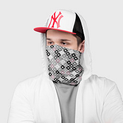 Бандана-труба Цветочный серо-розовый узор ретро, цвет: 3D-принт — фото 2